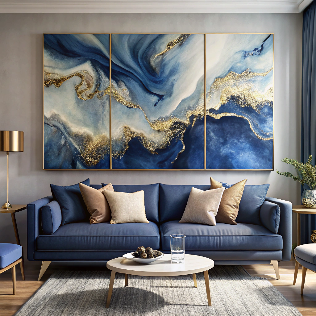 abstract navy wall art