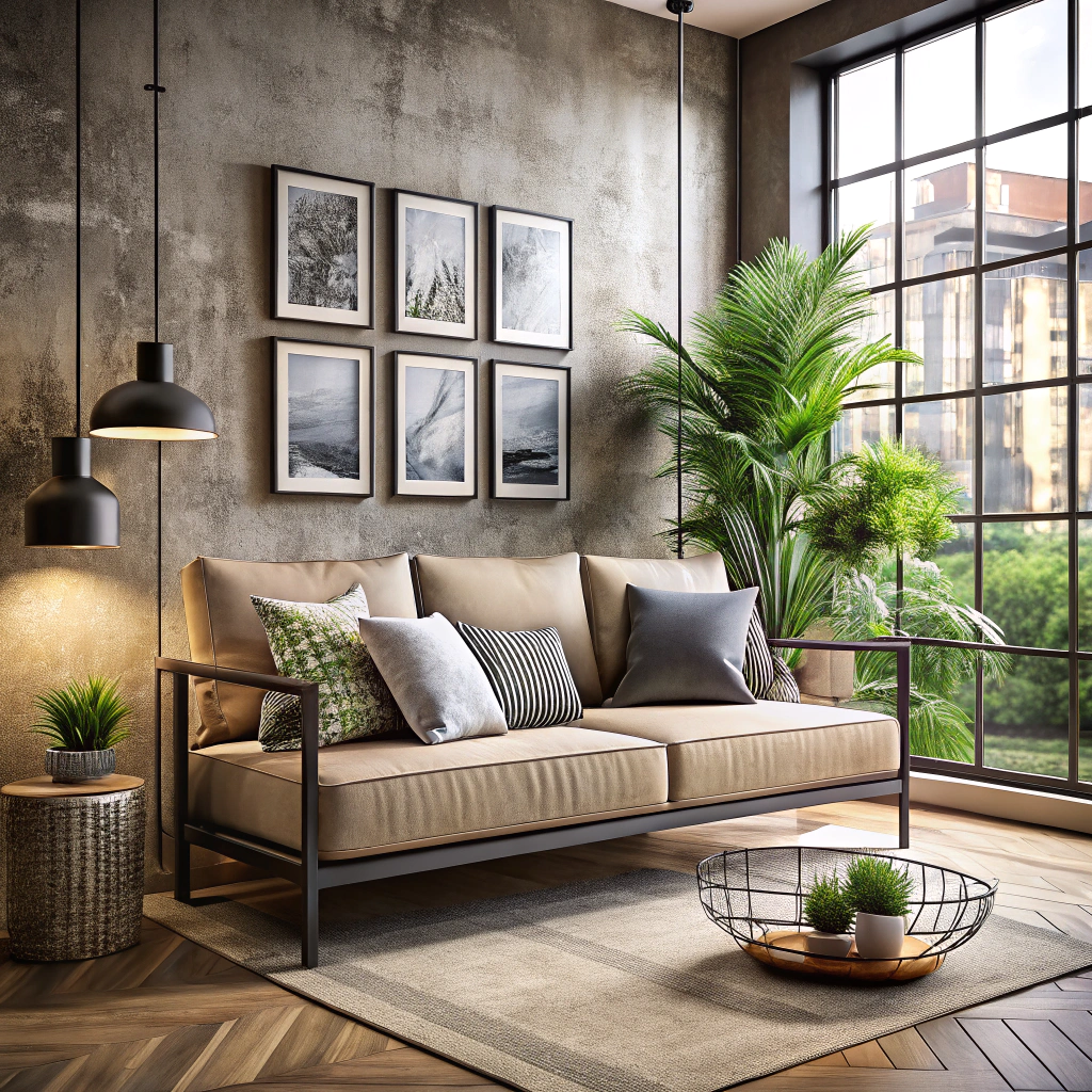industrial metal frame sofa