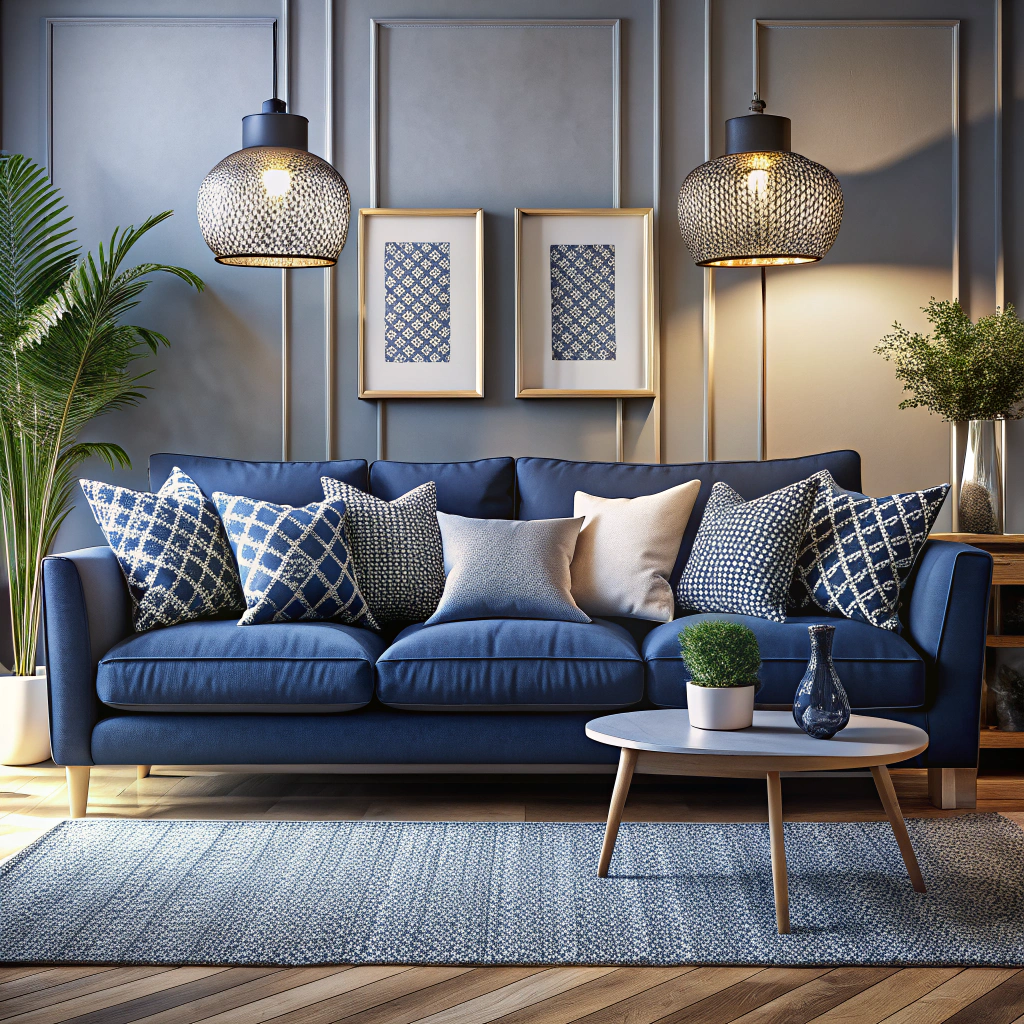 monochrome navy cushions