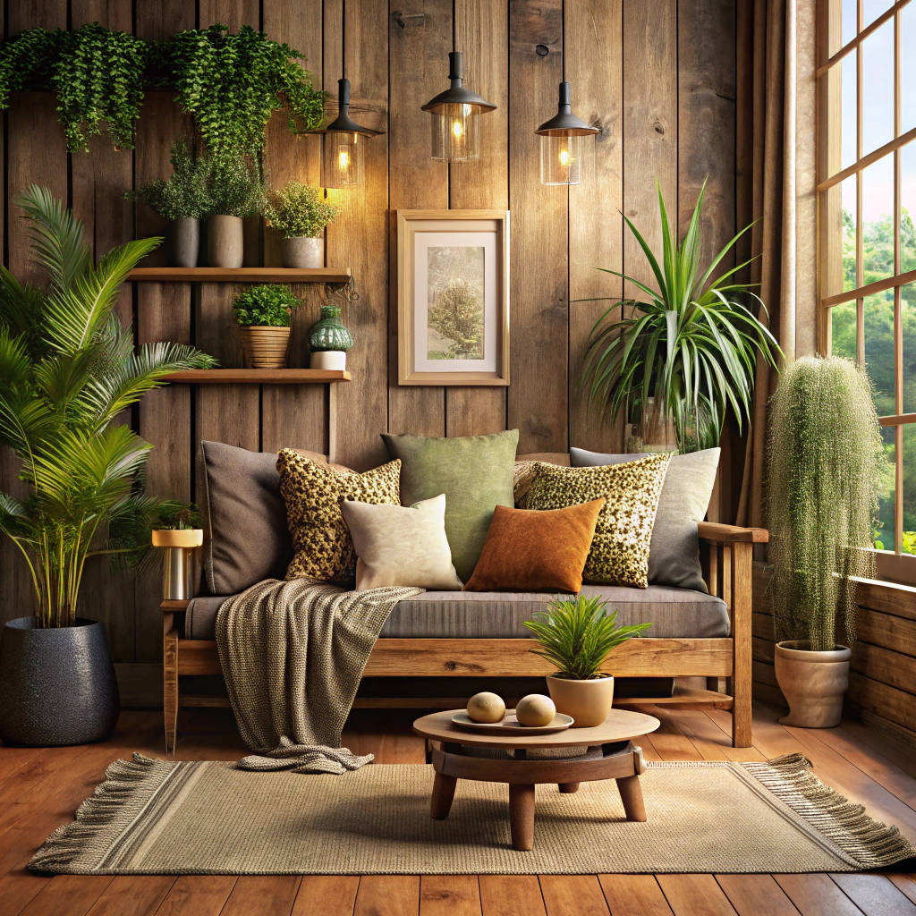 rustic wooden settee