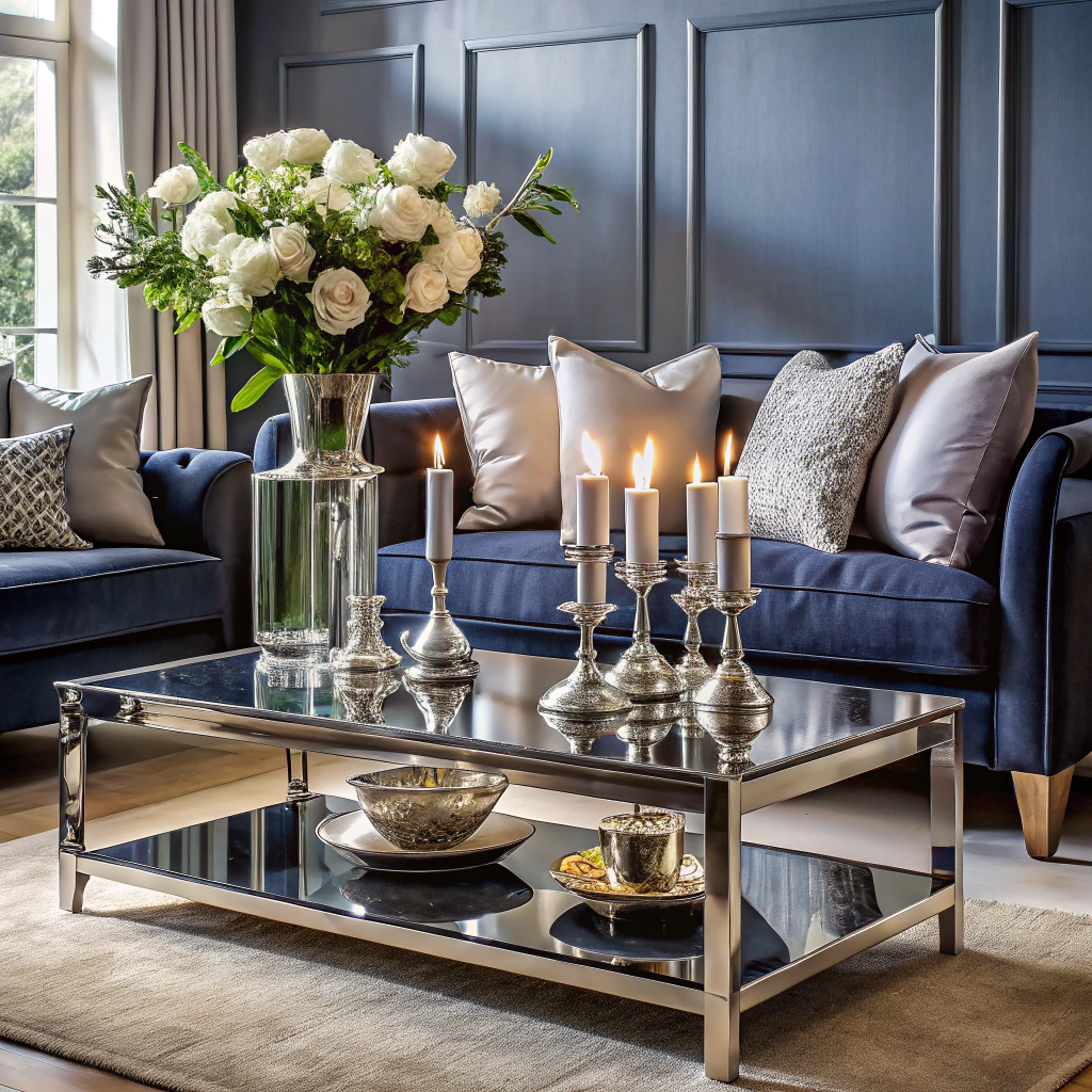 silver and glass decor pieces