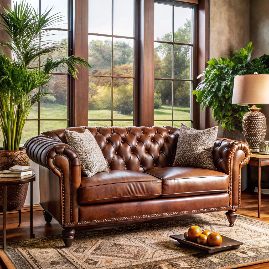 tufted leather loveseat