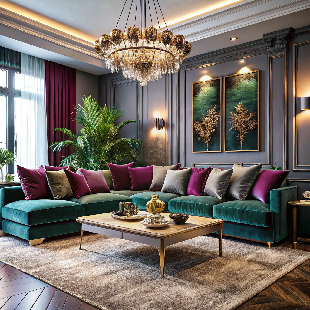 velvet upholstery sectional