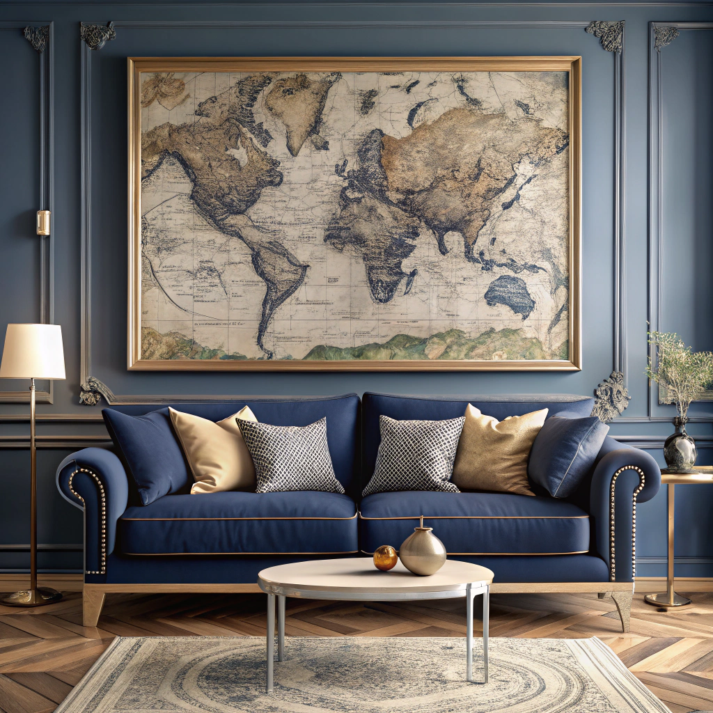 vintage navy map prints
