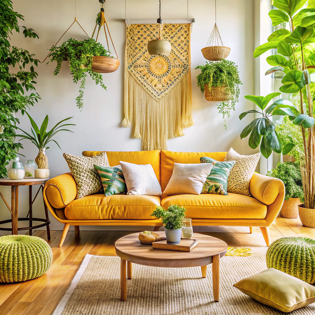 implement boho chic with woven textures