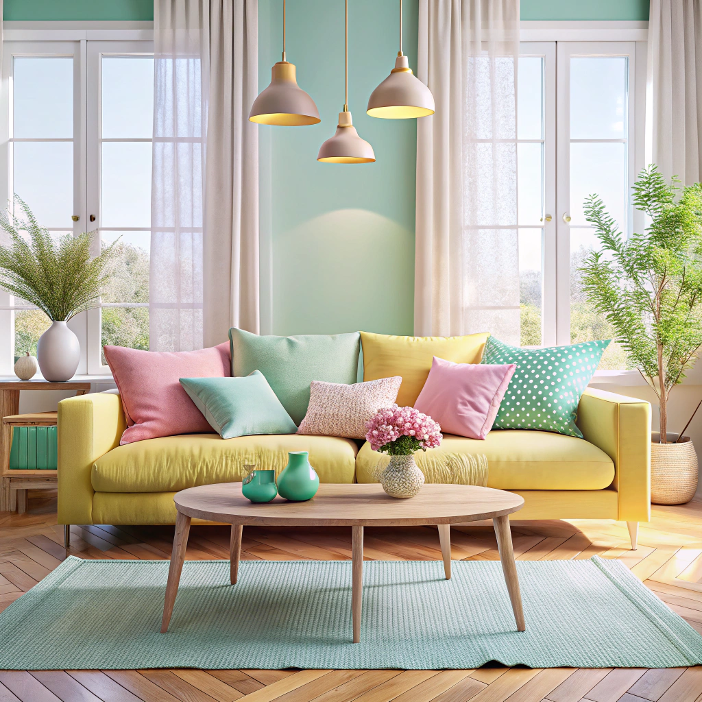 mix in pastel throw pillows for softness