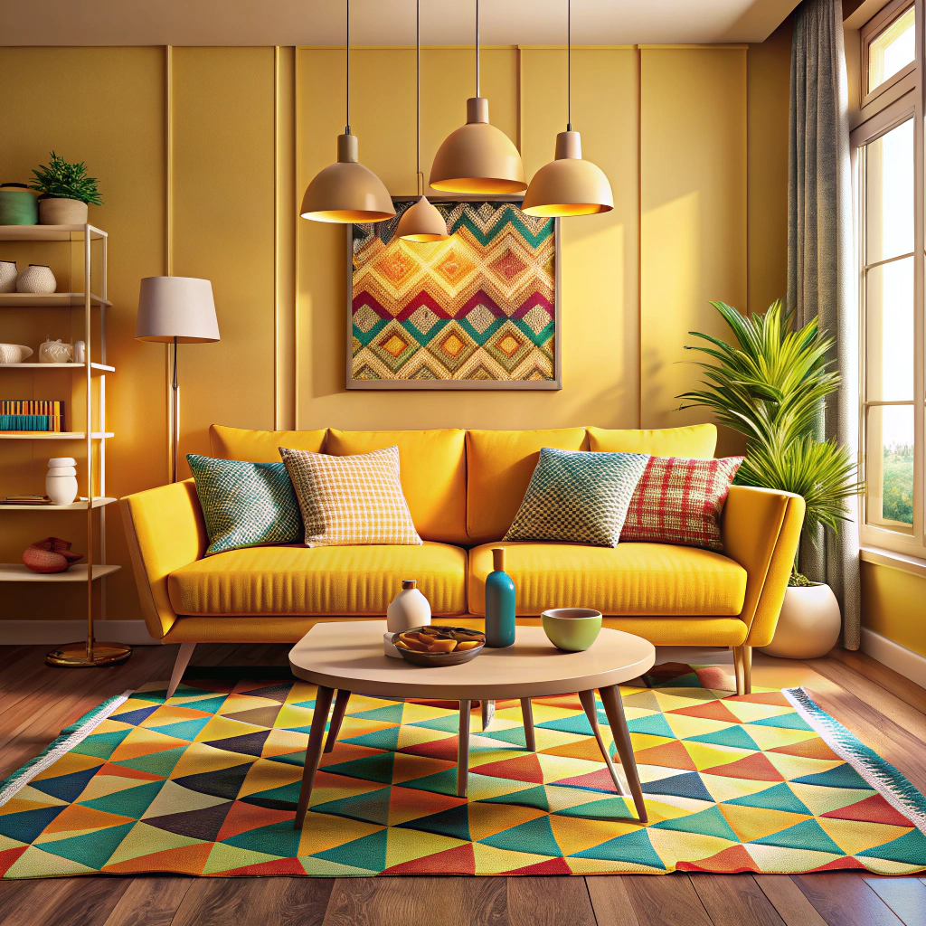 use geometric rugs to create interest